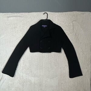 Ralph Lauren Black Cropped  Jacket Size Large Cashmere Purple Label Collection.